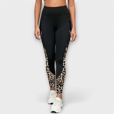 Pantalon de survêtement taille haute à imprimé léopard