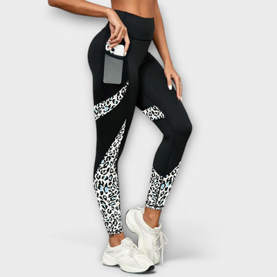 Pantalon de survêtement taille haute à imprimé léopard