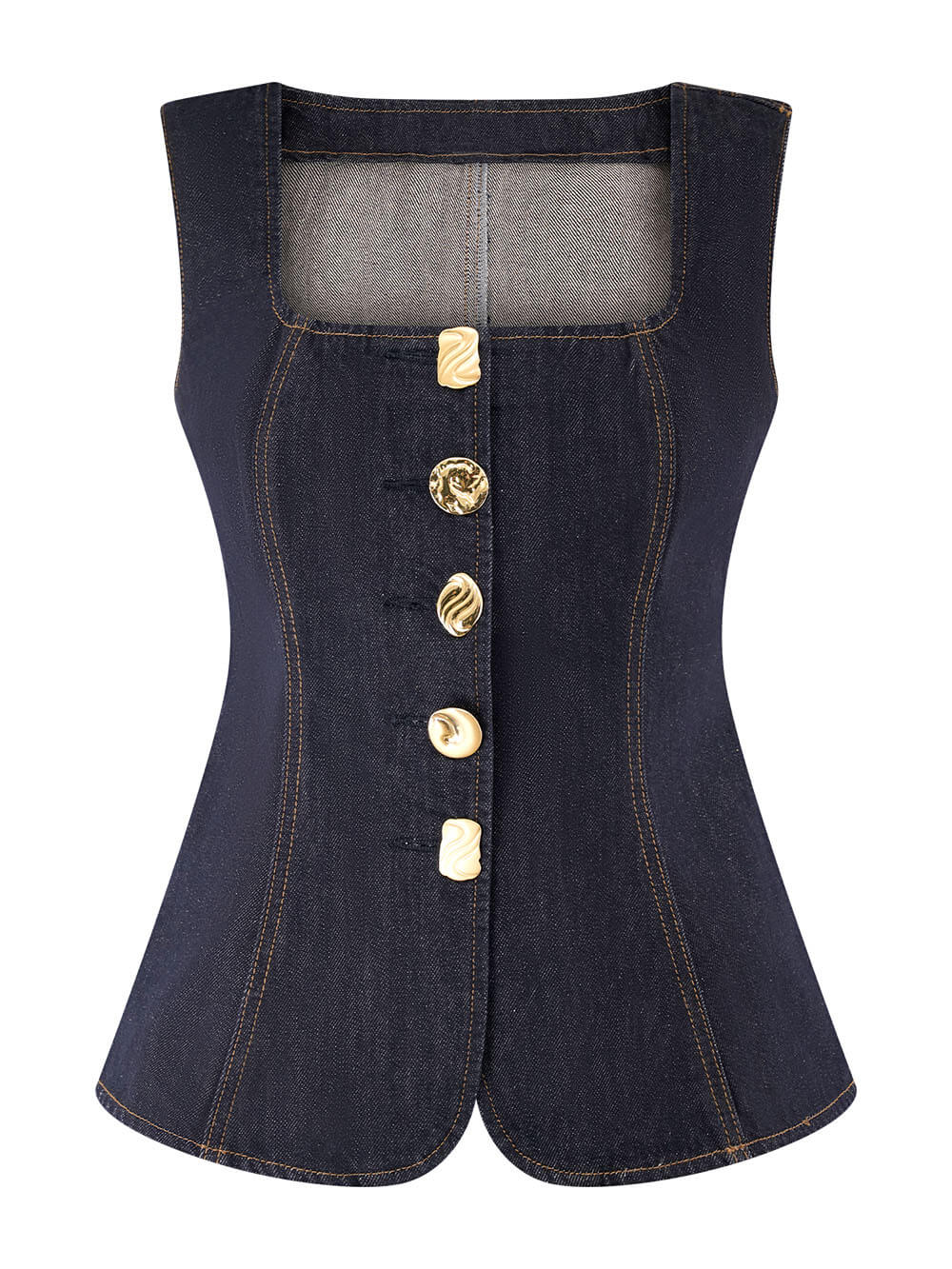 MAYA - Einzigartige Jeansweste mit Knopfleiste + gerade geschnittene Jeans