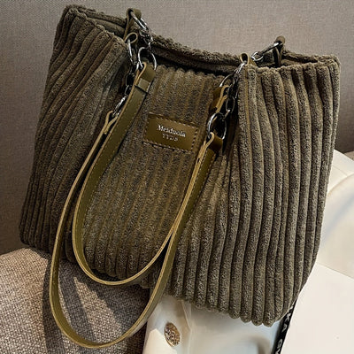 Edle Schultertasche im Cordhosen Style