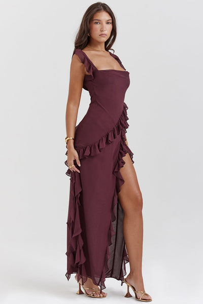 Talia | Robe longue à volants et ouverture 