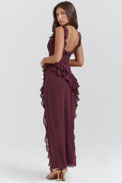 Talia | Robe longue à volants et ouverture 