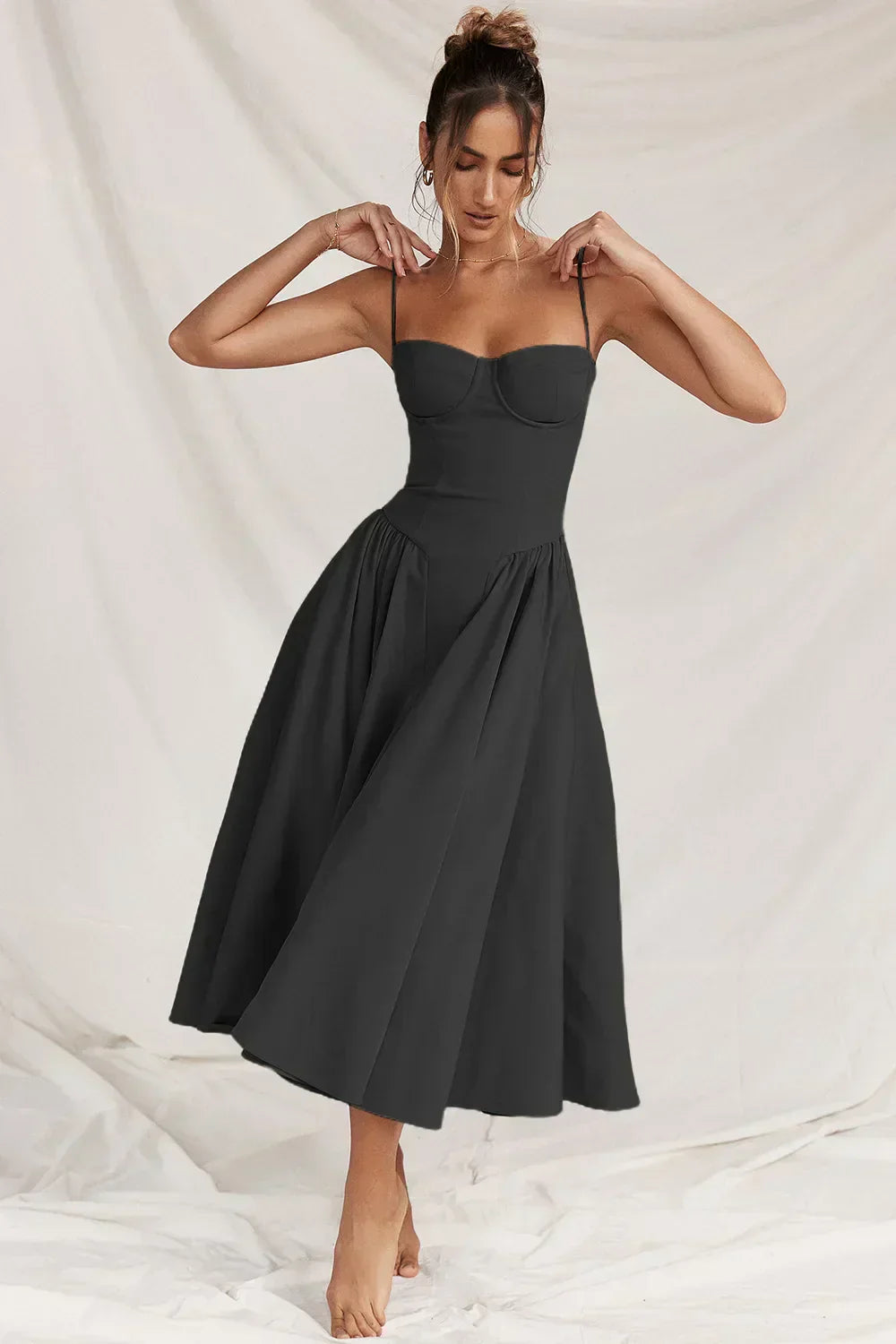 Ellie | Ärmelloses Korsett-Midikleid