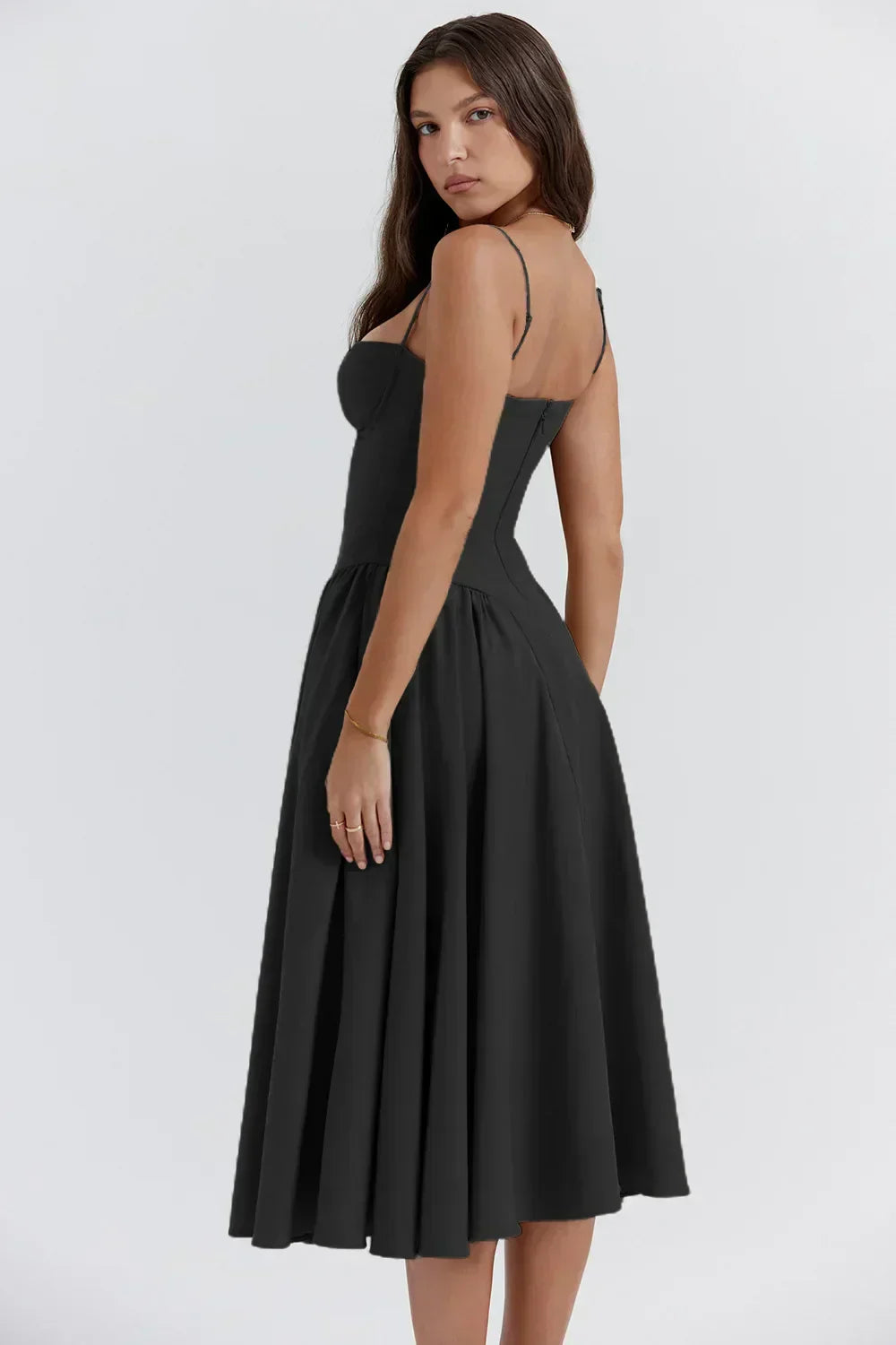 Ellie | Ärmelloses Korsett-Midikleid