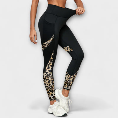 Pantalon de survêtement taille haute à imprimé léopard