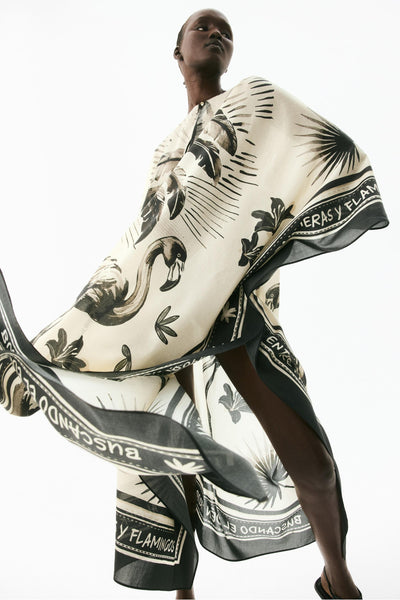 Flamiya - Robe longue caftan flamant rose surdimensionnée