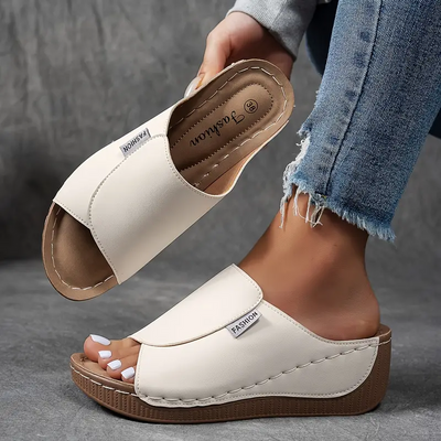 Bequeme Slides mit Fußgewölbeunterstützung – Einfarbige Damensandalen