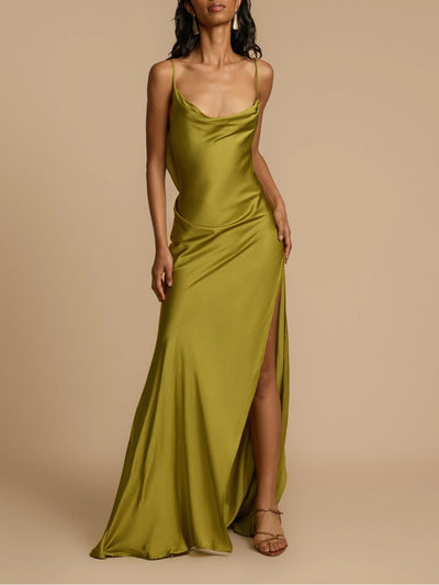 LEYANA - Robe longue en satin