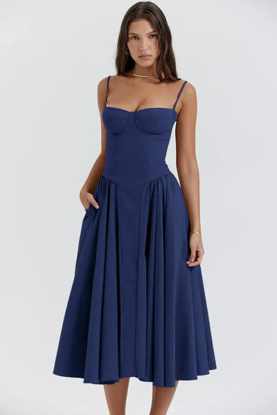Ellie | Ärmelloses Korsett-Midikleid