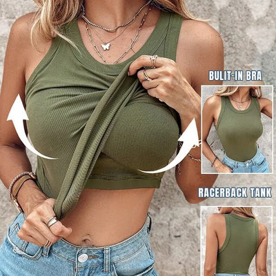 Geripptes Tanktop mit integriertem BH