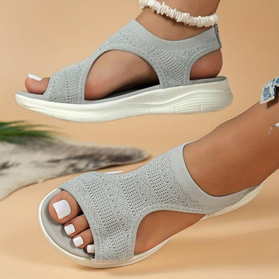 MARIA - Schwarze Stricksandalen mit Keilabsatz