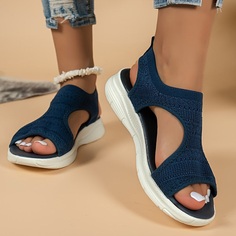 MARIA - Schwarze Stricksandalen mit Keilabsatz