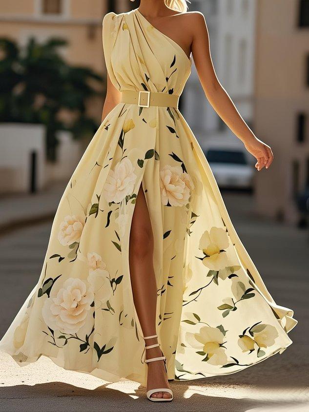 Elaya - Robe longue en mousseline fleurie 