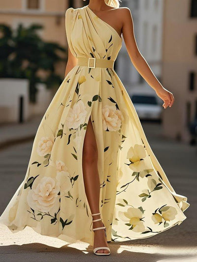 Elaya - Robe longue en mousseline fleurie 