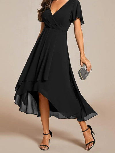 Elva - V-Ausschnitt A-Linien Midi-Kleid