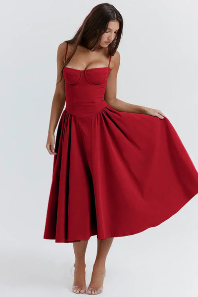 Ellie | Ärmelloses Korsett-Midikleid