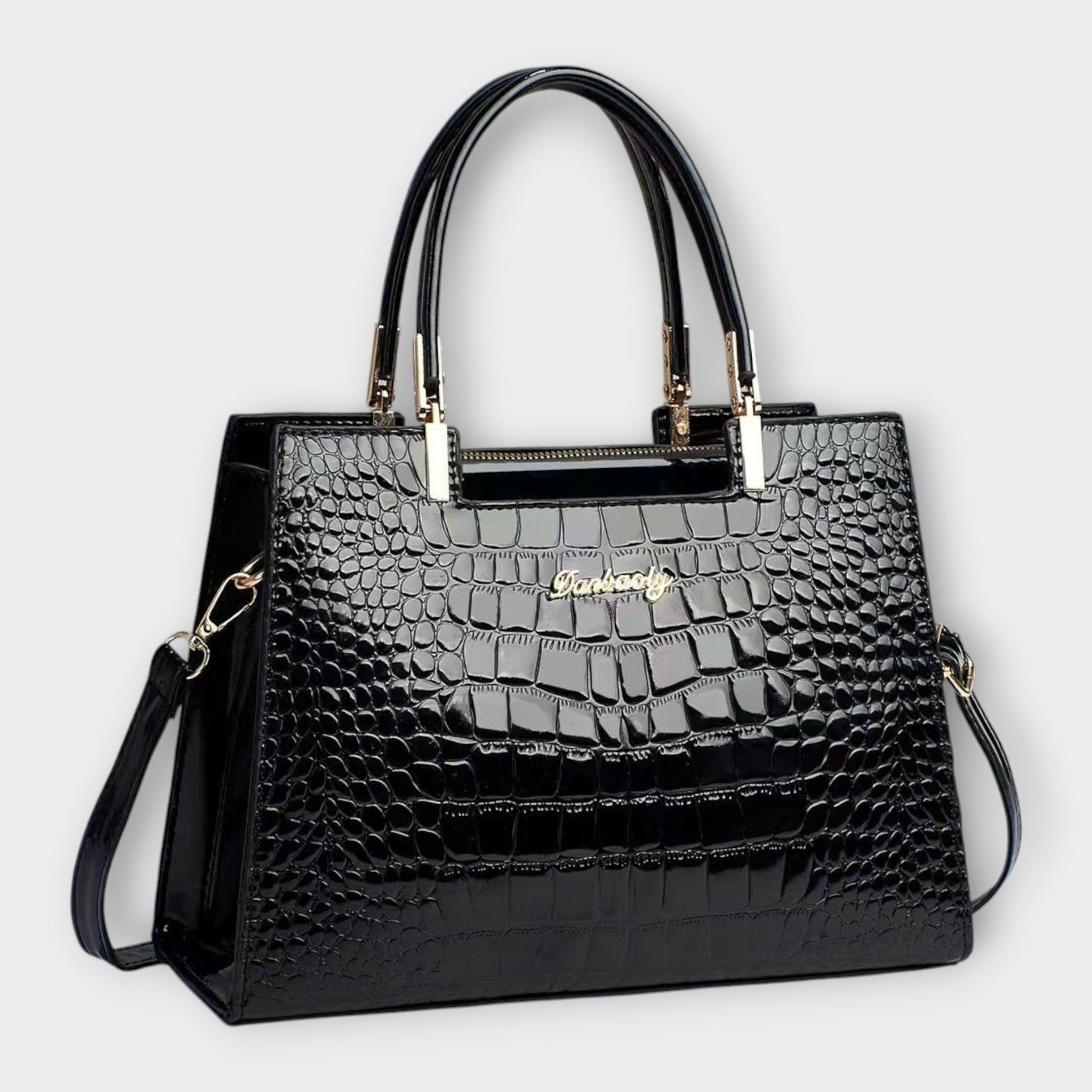 JELLA - Sac à main en cuir brillant motif crocodile