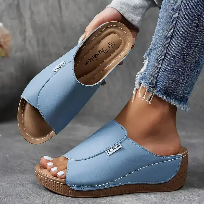 Bequeme Slides mit Fußgewölbeunterstützung – Einfarbige Damensandalen
