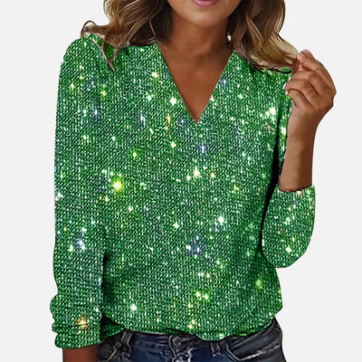 Rubia Chemisier élégant avec col en V et détails en strass