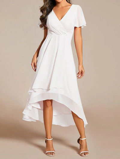 Elva - V-Ausschnitt A-Linien Midi-Kleid