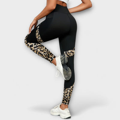 Pantalon de survêtement taille haute à imprimé léopard