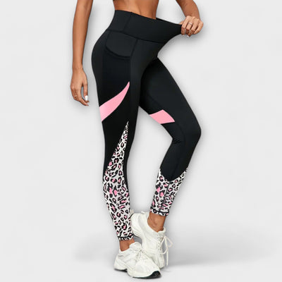 Pantalon de survêtement taille haute à imprimé léopard