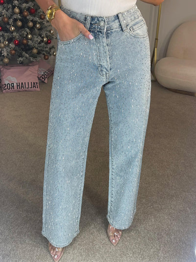 Imeni - Hohe Taille Diamonds Straight Jeans