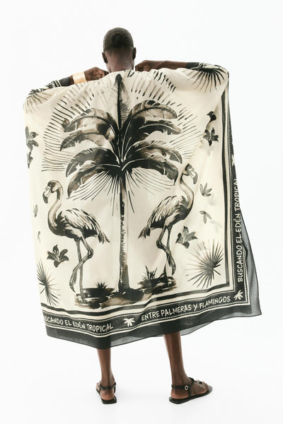 Flamiya - Robe longue caftan flamant rose surdimensionnée