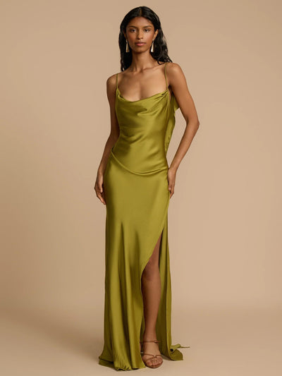 LEYANA - Robe longue en satin