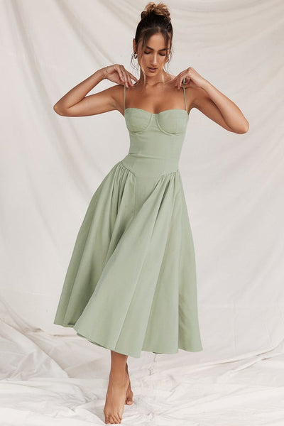 Ellie | Ärmelloses Korsett-Midikleid