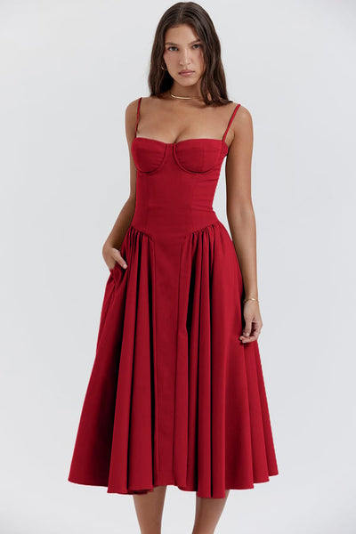 Ellie | Ärmelloses Korsett-Midikleid
