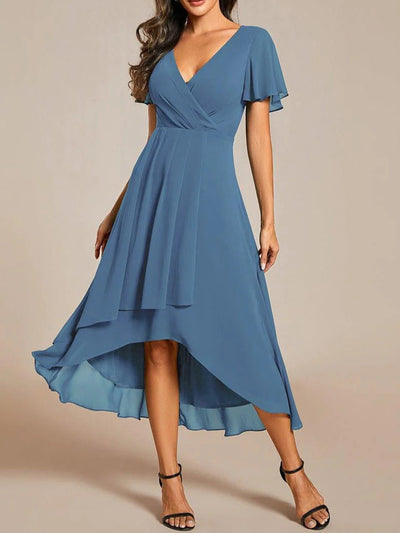 Elva - V-Ausschnitt A-Linien Midi-Kleid