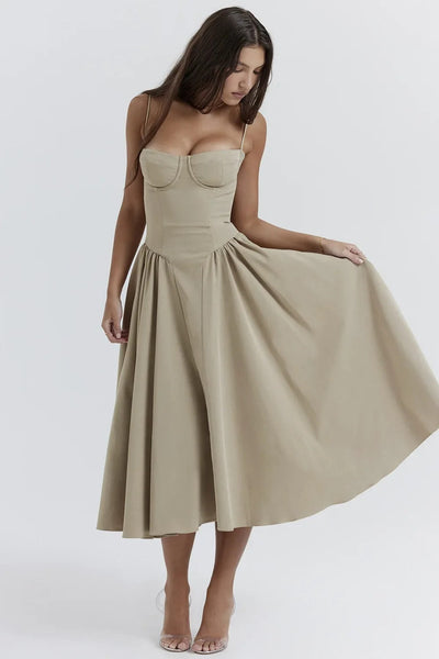 Ellie | Ärmelloses Korsett-Midikleid