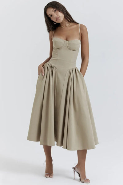 Ellie | Ärmelloses Korsett-Midikleid