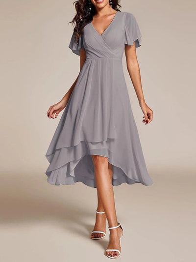 Elva - V-Ausschnitt A-Linien Midi-Kleid