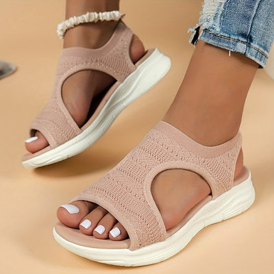 MARIA - Schwarze Stricksandalen mit Keilabsatz
