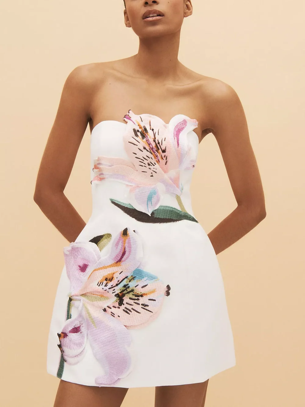 Jemaya - Mini-robe brodée de fleurs avec haut tube