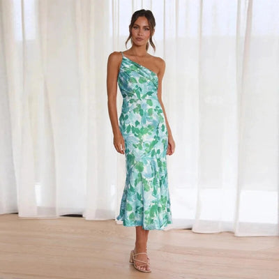 Emmy | Robe longue asymétrique à motif floral 