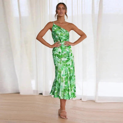 Emmy | Robe longue asymétrique à motif floral 