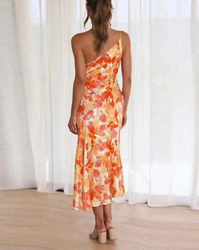 Emmy | Robe longue asymétrique à motif floral 