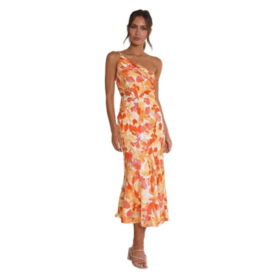 Emmy | Robe longue asymétrique à motif floral 