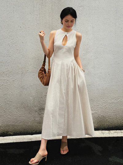 Ursula - Langes Kleid aus Baumwolle und Leinen