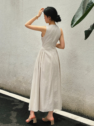 Ursula - Langes Kleid aus Baumwolle und Leinen