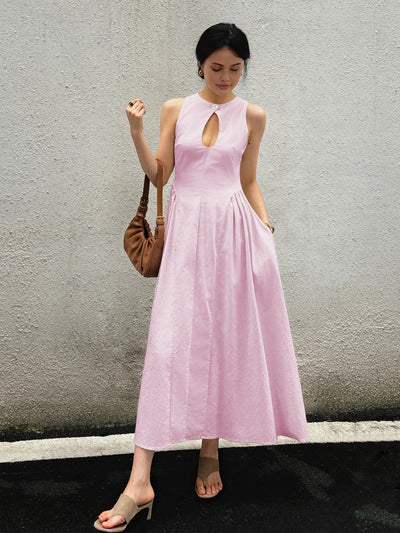 Ursula - Langes Kleid aus Baumwolle und Leinen