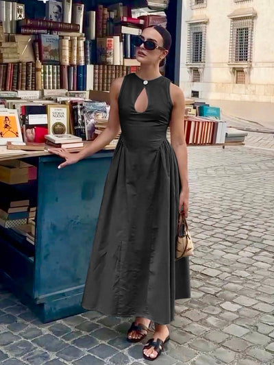 Ursula - Langes Kleid aus Baumwolle und Leinen