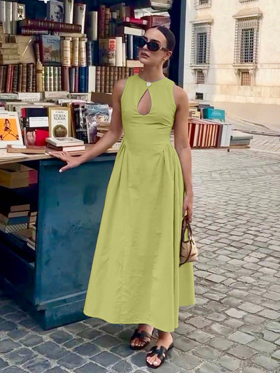 Ursula - Langes Kleid aus Baumwolle und Leinen
