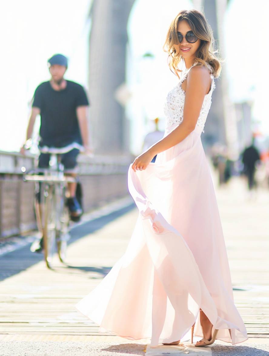 ELESA - Robe longue rose