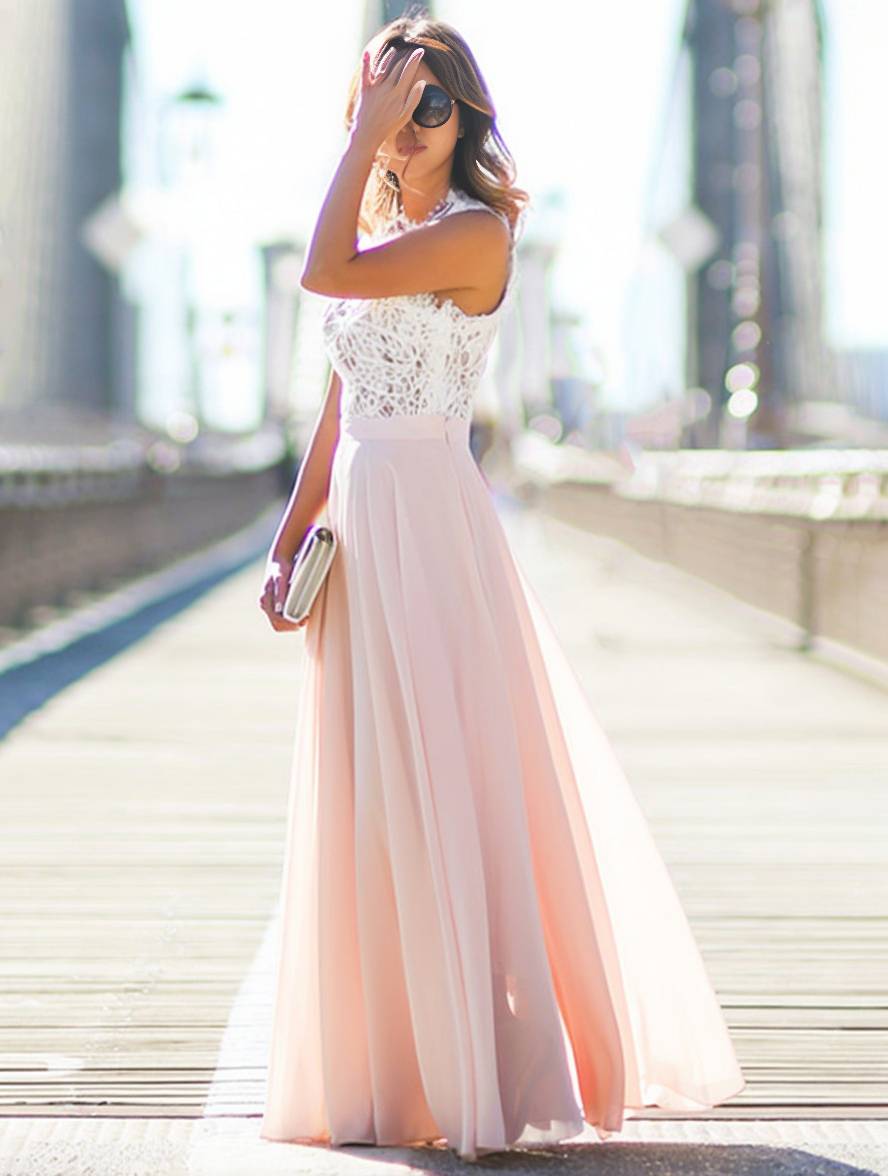 ELESA - Robe longue rose