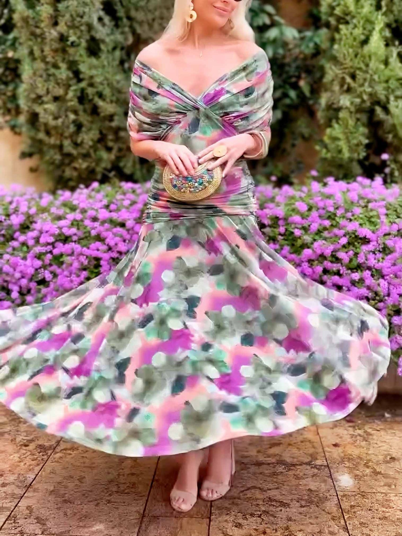 Yara - Robe longue élégante à col en V