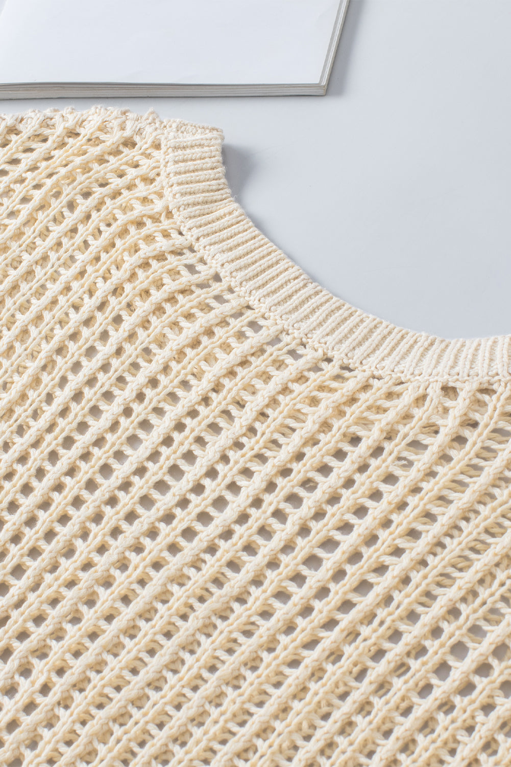 Ivana - Rundhalsausschnitt, lässiger Häkelpullover mit Hohlsaum